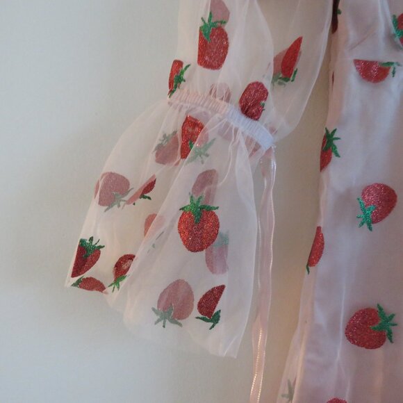 MASKED QUEEN COTTAGECORE Strawberry Tulle Midi Dress Coquette Whimsy Retro NWT - Picture 4 of 16